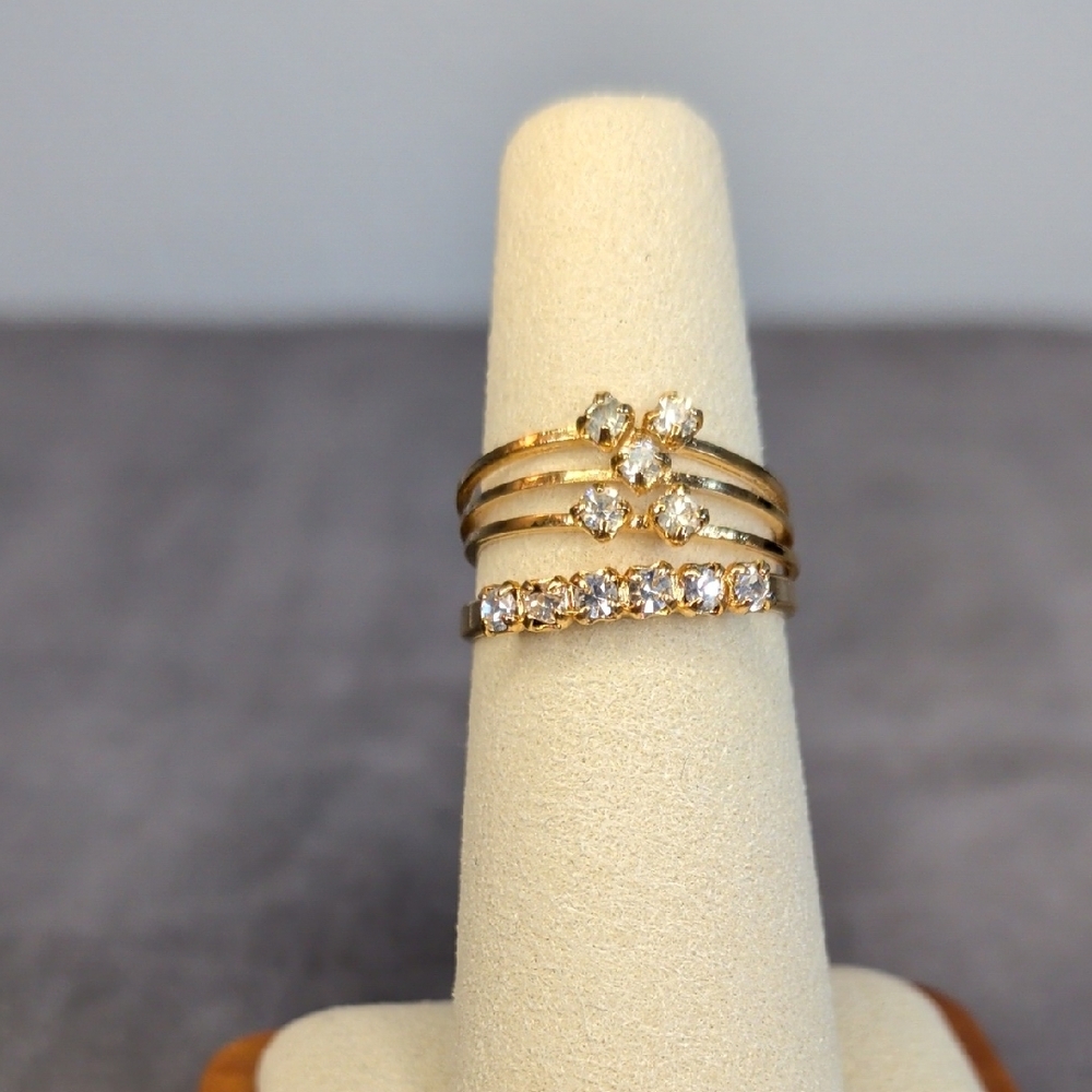 Gold Austrian Crystal Ring Set - Size 5.5